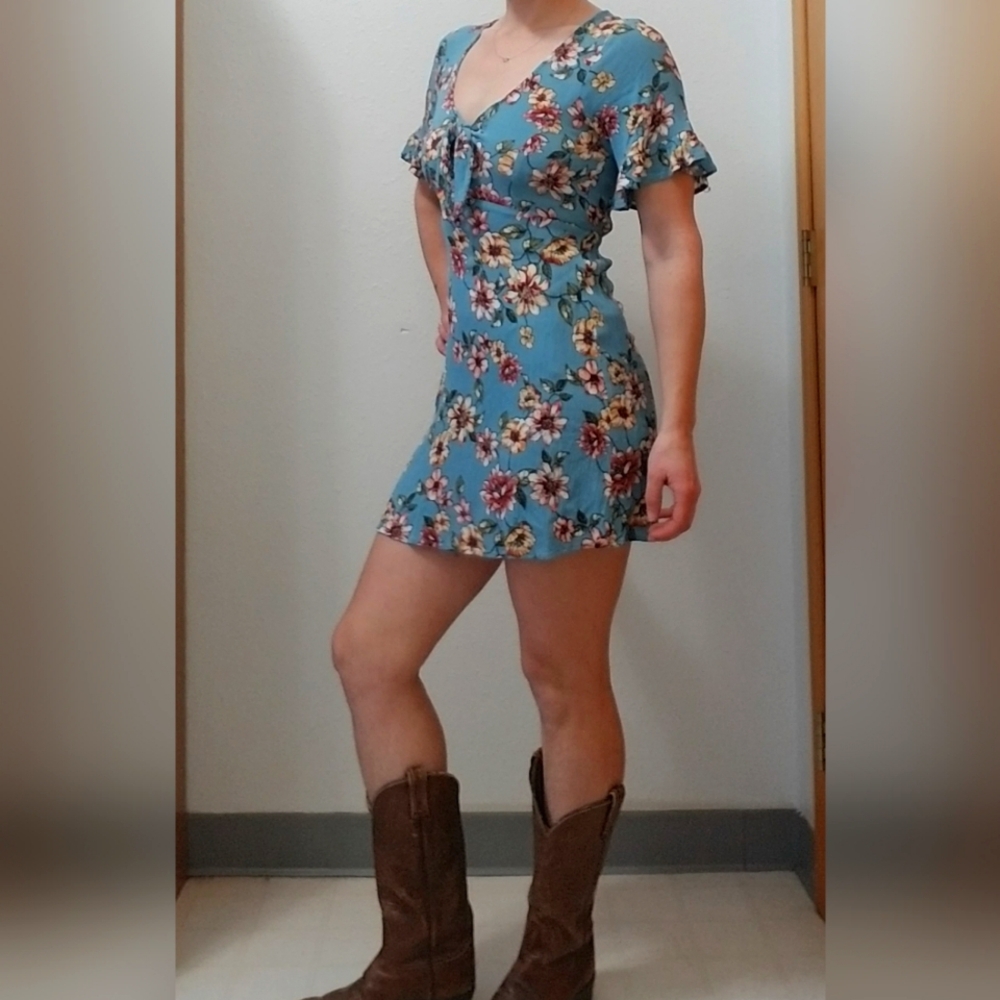 Blue Floral Mini Dress size XS